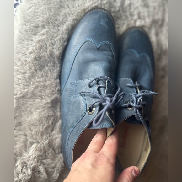 Kicker’s Light Blue Leather Stitching Men’s Lace Up Oxford Shoes Size 10 *Flaw* - Picture 8 of 15